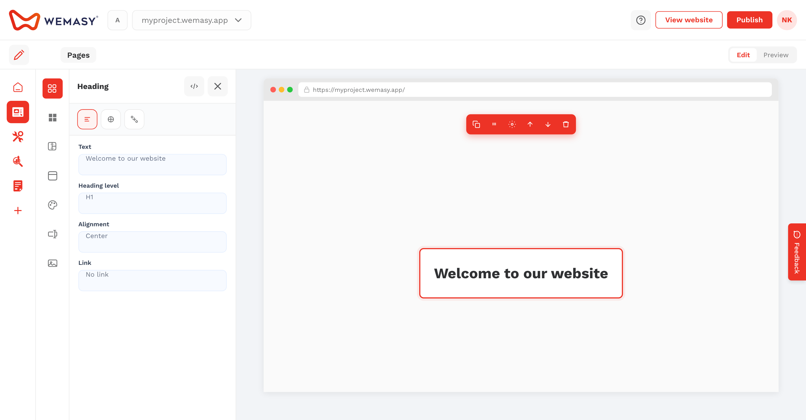 Weboldalépítő: formázás menüpontonként