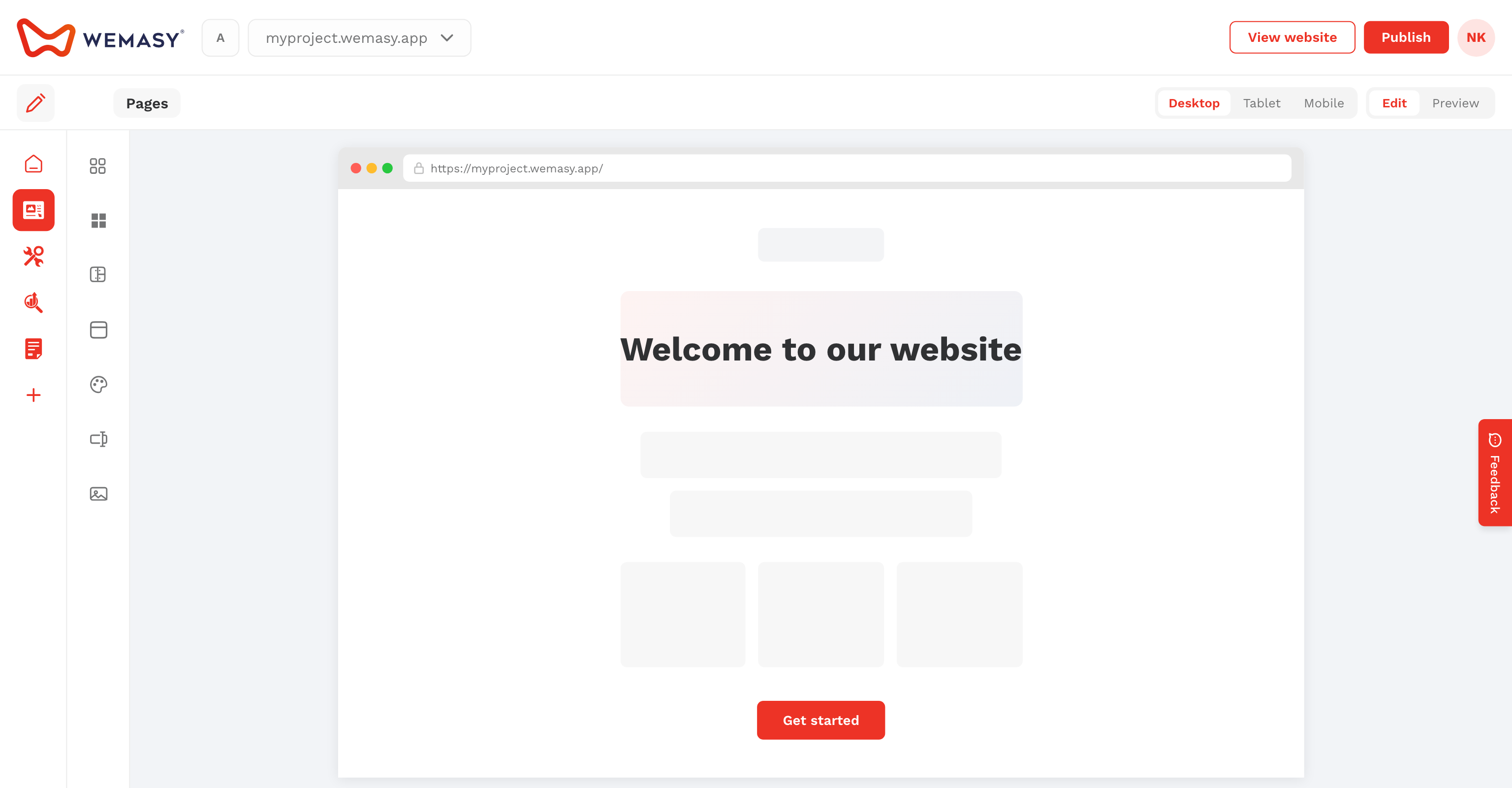 Weboldalépítő: a médiatár megnyitása