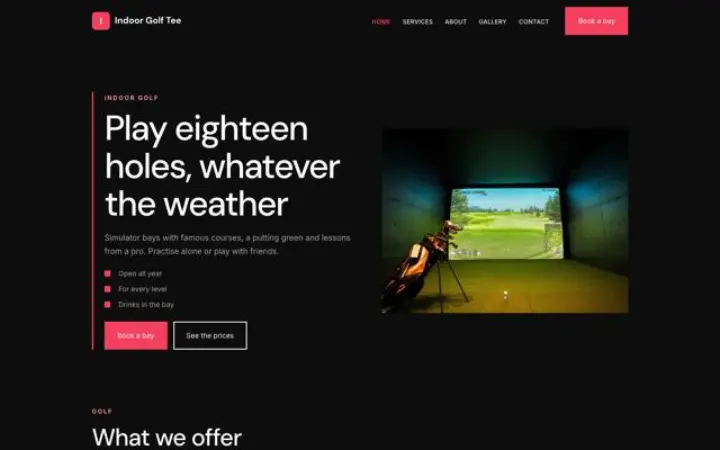 Weboldal golfszimulátor