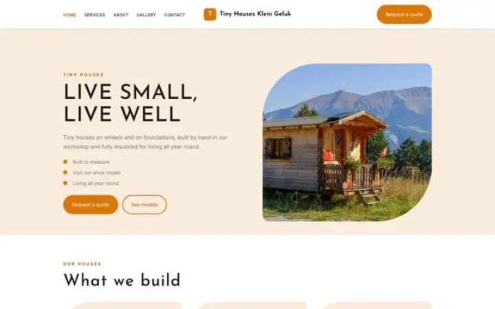 Weboldal tiny house építő