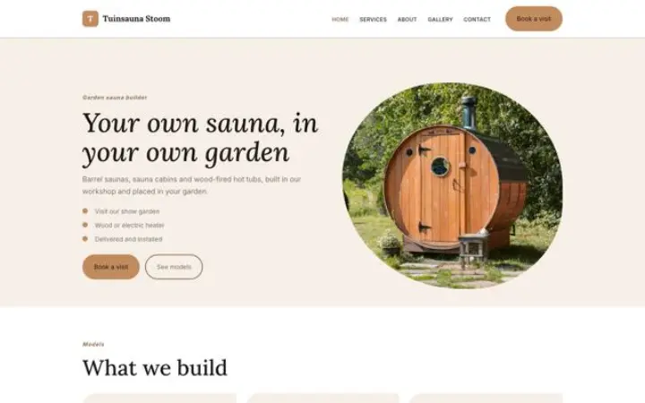 Weboldal kerti szauna építése
