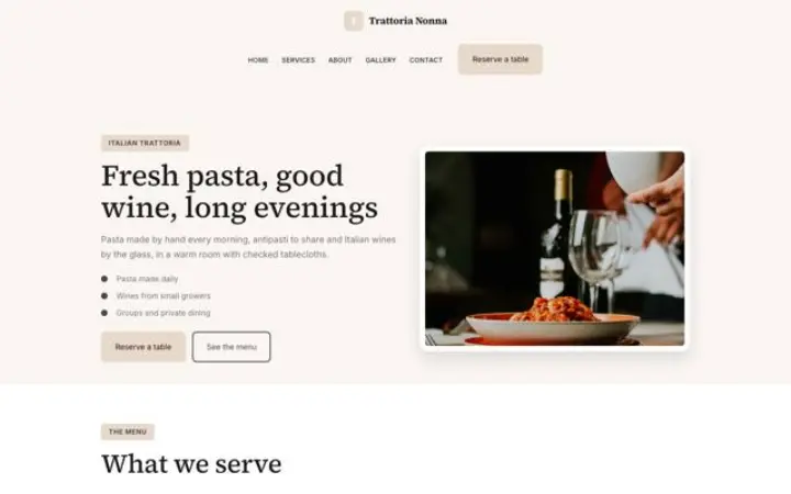 Weboldal olasz trattoria