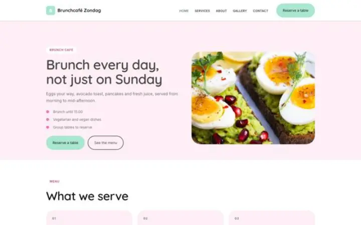 Weboldal brunchkávézó