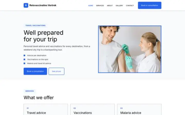 Weboldal utazási oltóközpont