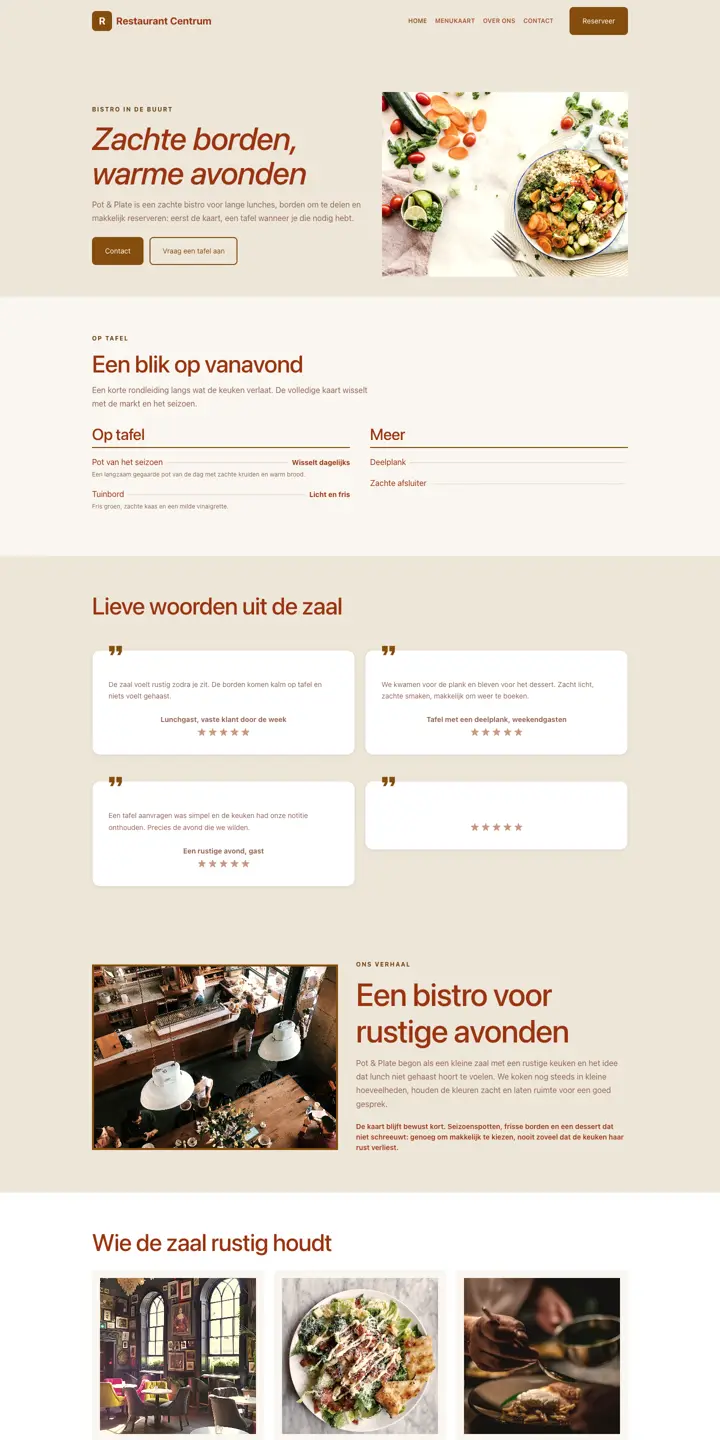 Példa egy weboldalra, szakma: étterem