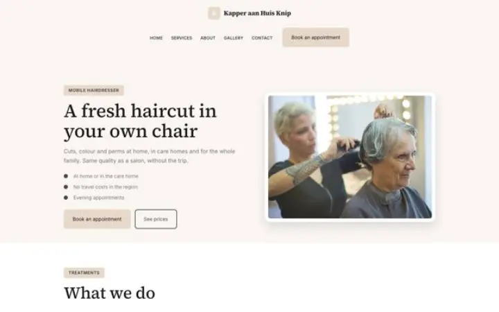 Weboldal háztól házig fodrász