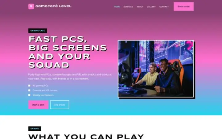 Weboldal gaming kávézó